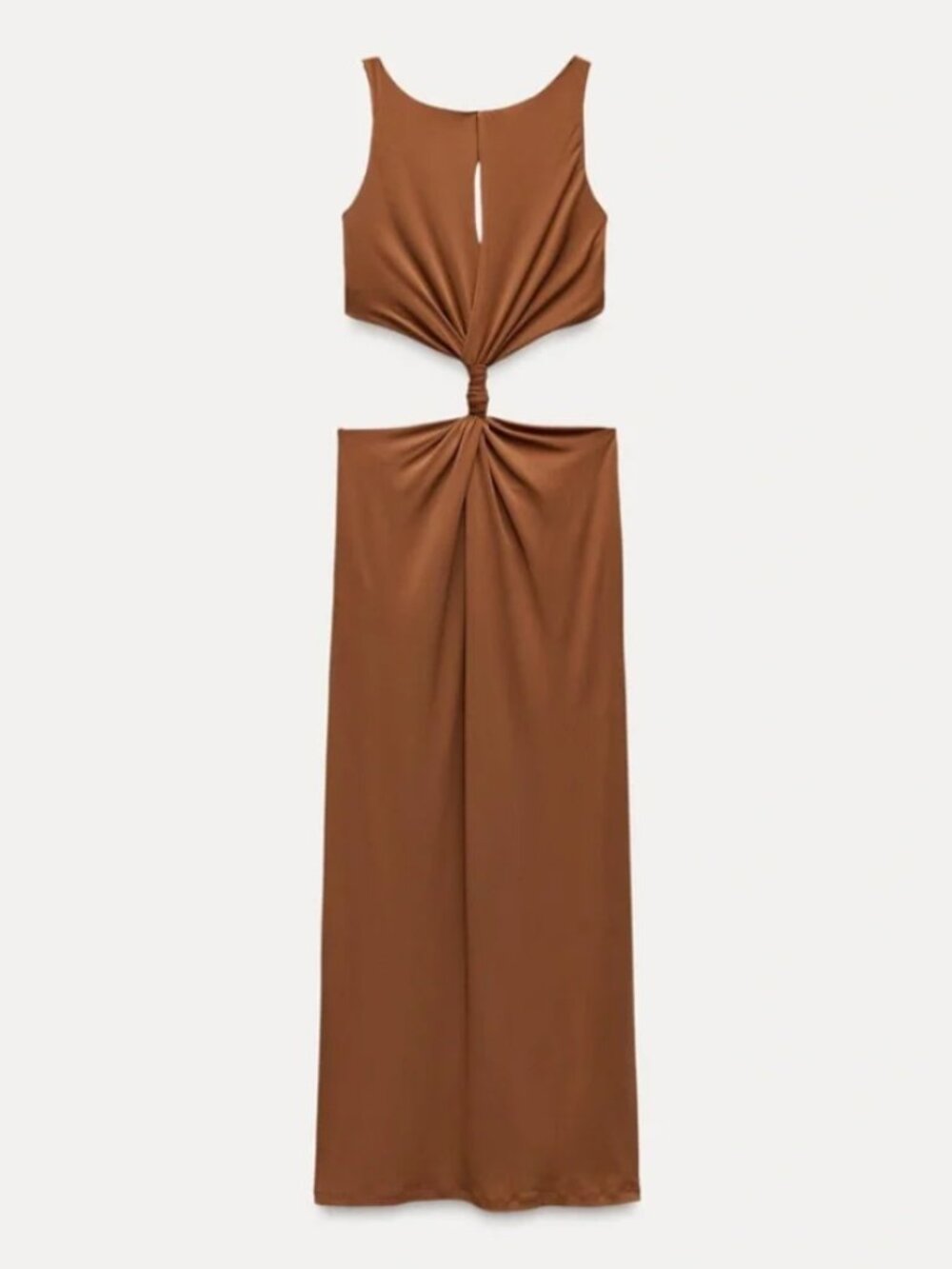Zara Cut Out Maxi Dress Brown - Picture 12 of 13